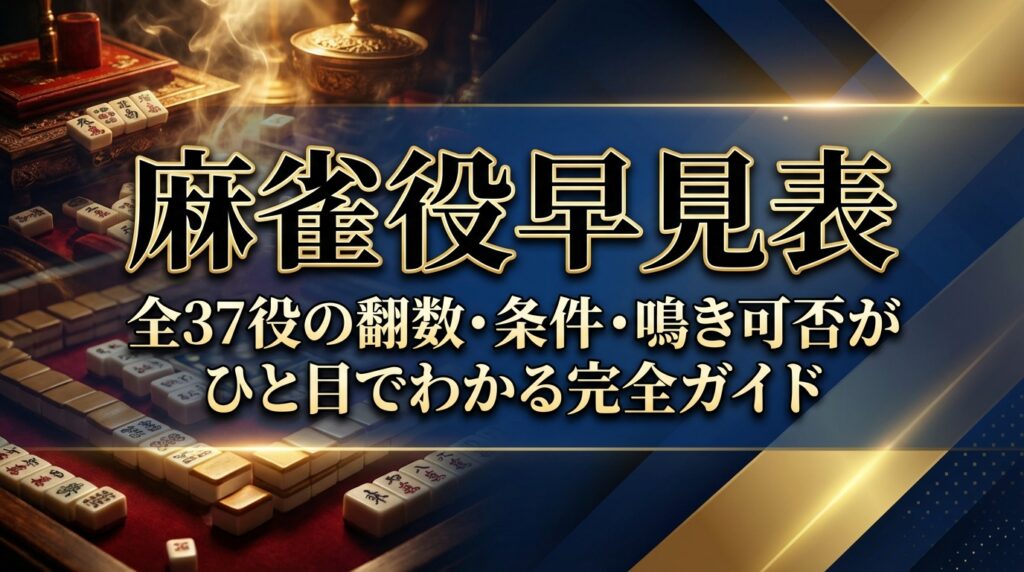 麻雀役早見表｜全37役の翻数・条件・鳴き可否がひと目でわかる完全ガイド