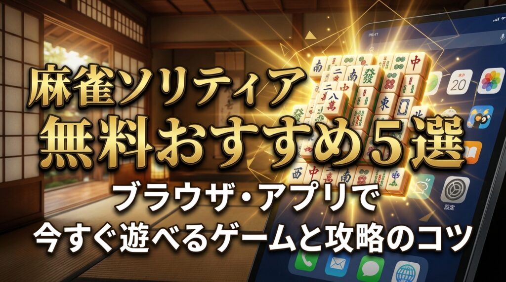 麻雀ソリティア無料おすすめ5選｜ブラウザ・アプリで今すぐ遊べるゲームと攻略のコツ