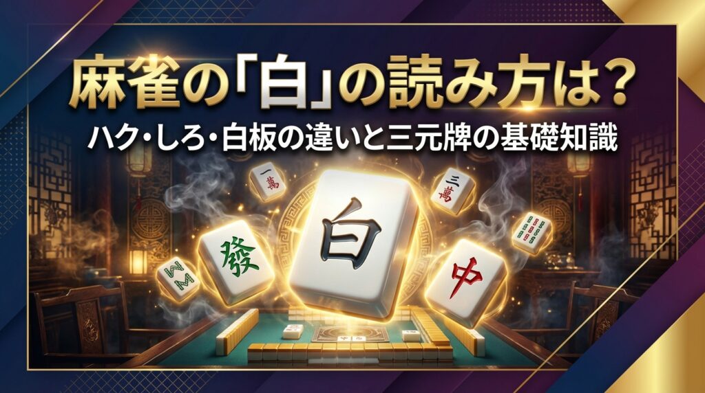 麻雀の「白」の読み方は？ハク・しろ・白板の違いと三元牌の基礎知識