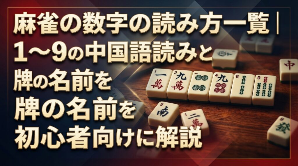 麻雀の数字の読み方一覧｜1〜9の中国語読みと牌の名前を初心者向けに解説