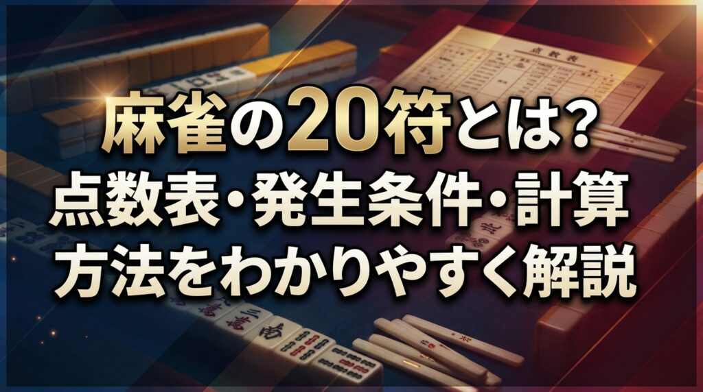 麻雀の20符とは？点数表・発生条件・計算方法をわかりやすく解説