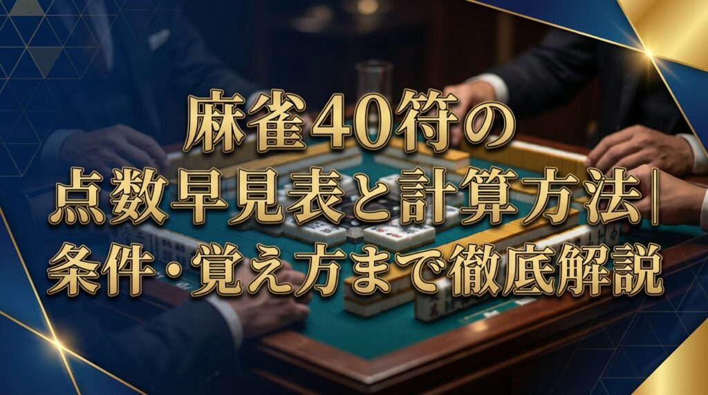 麻雀40符の点数早見表と計算方法｜条件・覚え方まで徹底解説