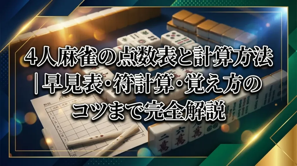 4人麻雀の点数表と計算方法｜早見表・符計算・覚え方のコツまで完全解説