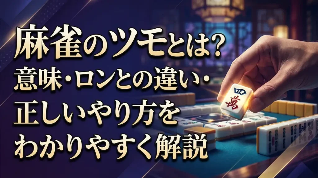 麻雀のツモとは？意味・ロンとの違い・正しいやり方をわかりやすく解説