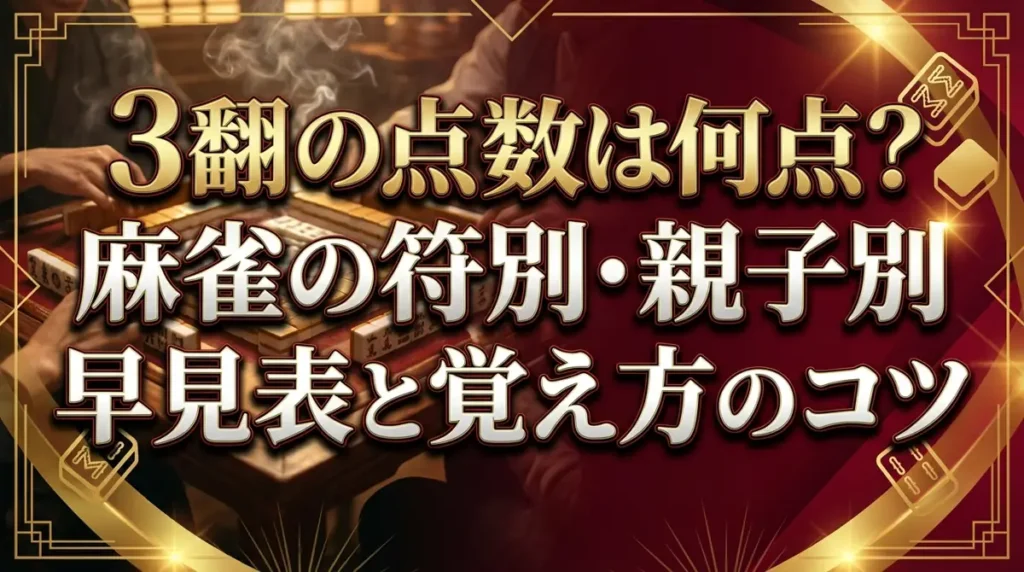 3翻の点数は何点？麻雀の符別・親子別早見表と覚え方のコツ