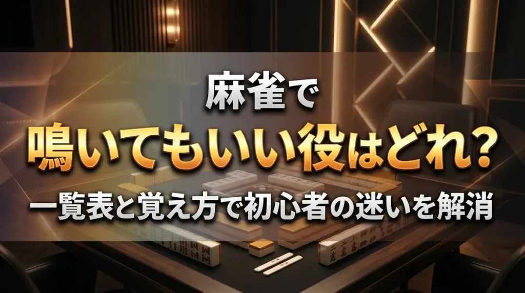 麻雀で鳴いてもいい役はどれ？一覧表と覚え方で初心者の迷いを解消