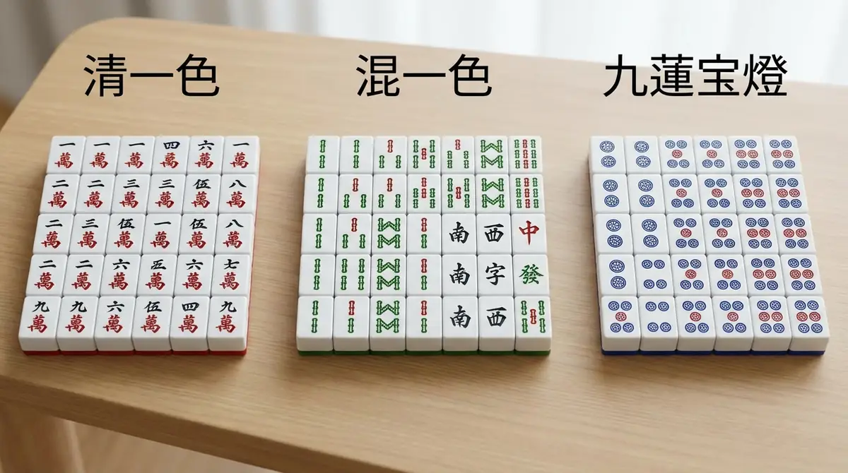 チンイツとホンイツ・九蓮宝燈の違い